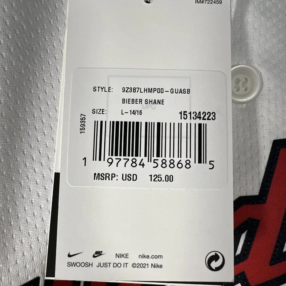New Nike Cleveland Guardians Kids Jersey Large‎ Shane Bieber Jersey MLB MSRP 125